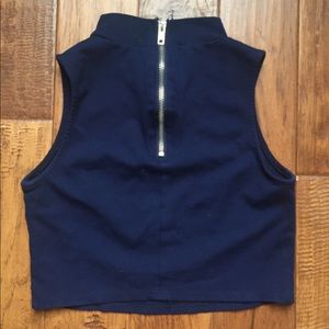 Navy Crop Halter Top